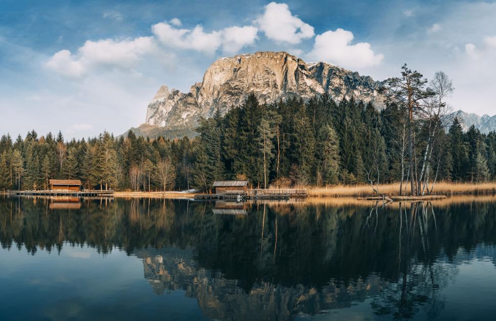 Free Image of Wooden Cabins on Lake 