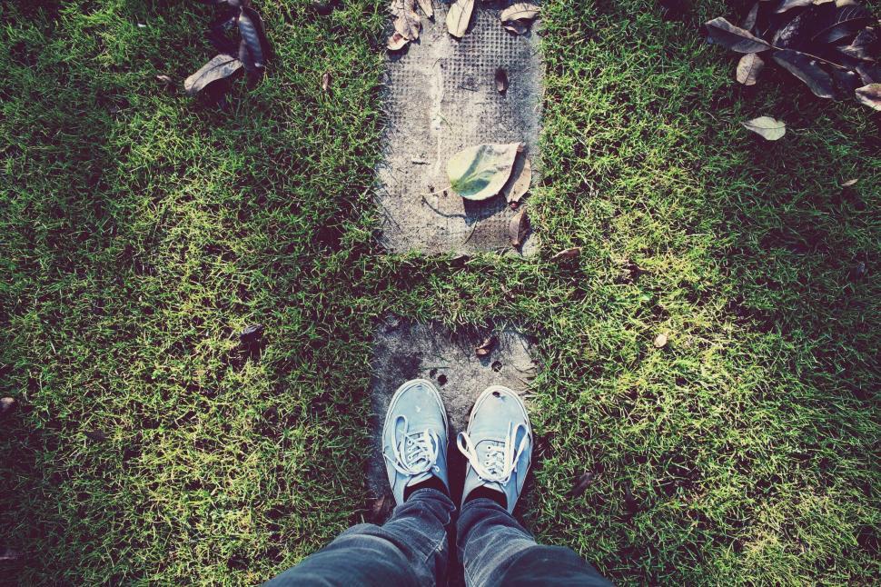 Free Image of Blue Shoes - Looking Down  