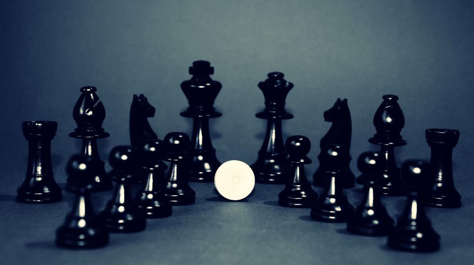 A Black Chess Game With Black Pieces Background Wallpaper Image