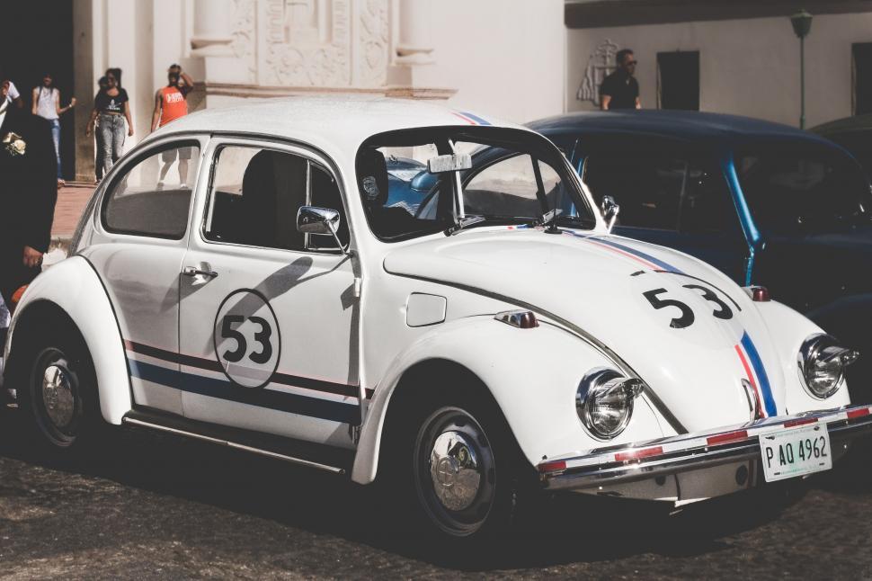Free Image of White Beetle Car 