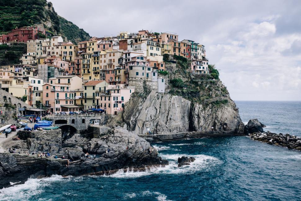 Free Image of Manarola Village and Ocean  