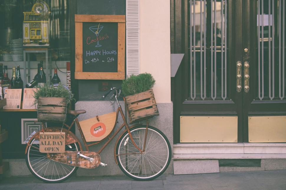 Free Image of Bicycle outside a shop 