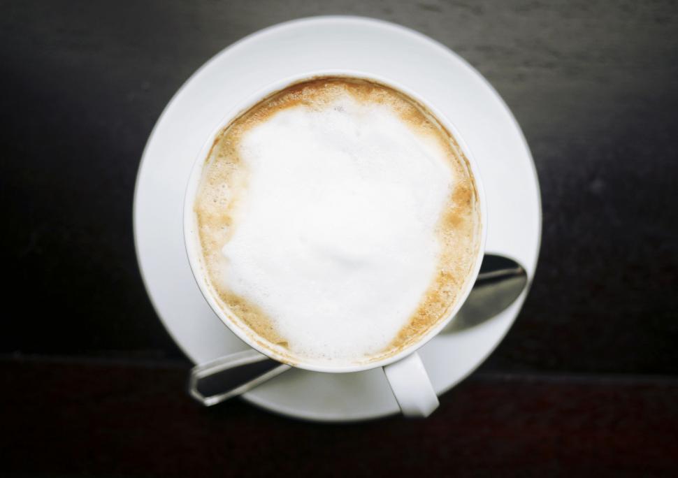Free Image of Milk Coffee on black table 
