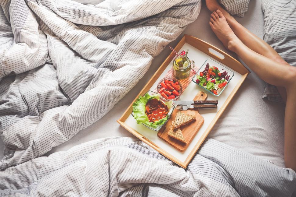 Free Stock Photo of Breakfast on bed with woman | Download Free Images ...