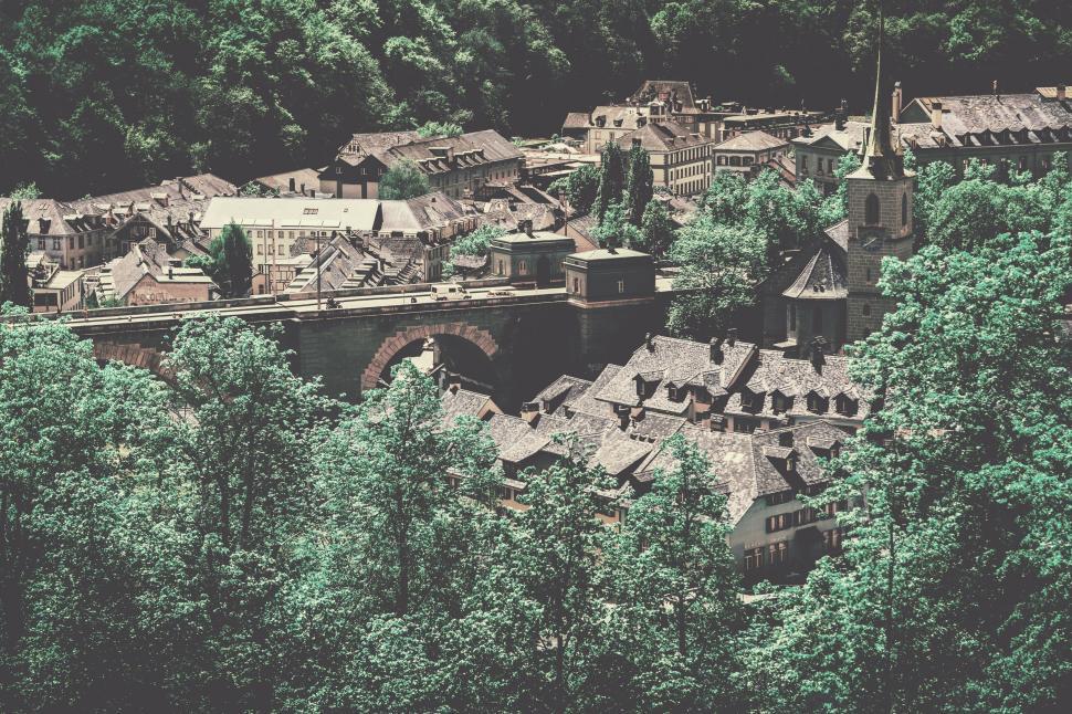 Free Image of Bridge and houses  