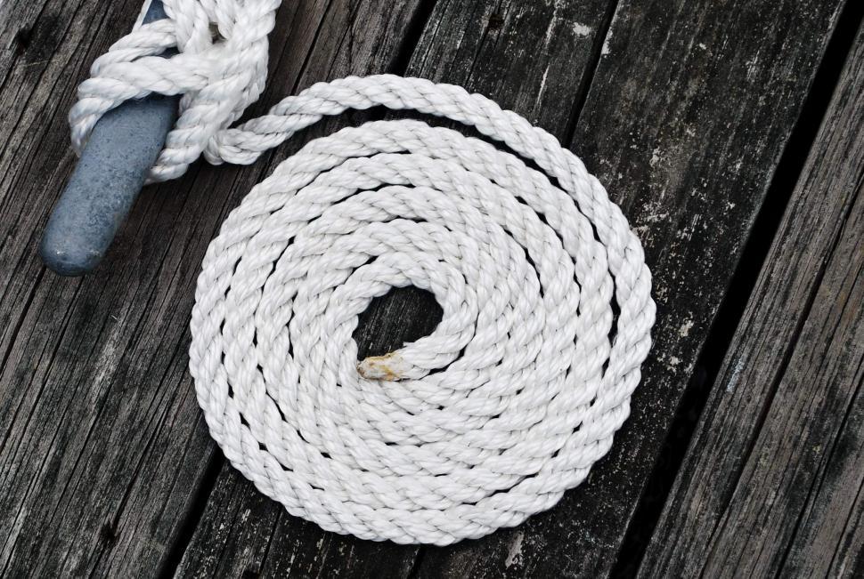 close-up view of nautical rope with knot isolated on white Stock