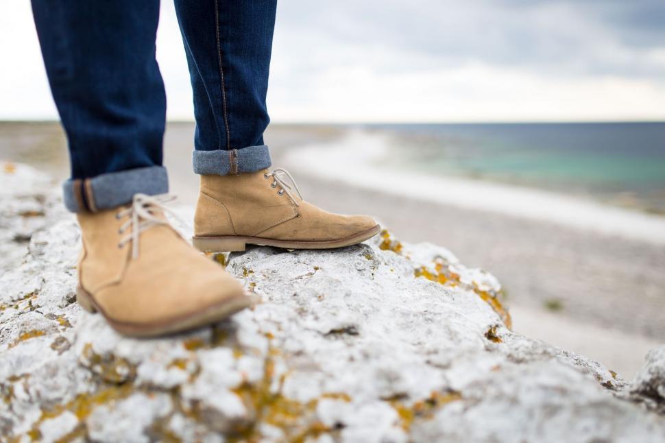Free Image of Feet with Brown Leather Shoes  