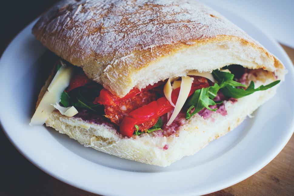 Free Image of Sandwich on white plate  