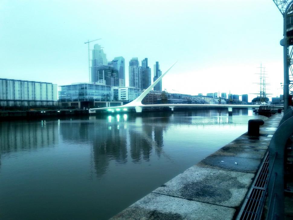 Free Image of Puente de la Mujer Bridge with River  