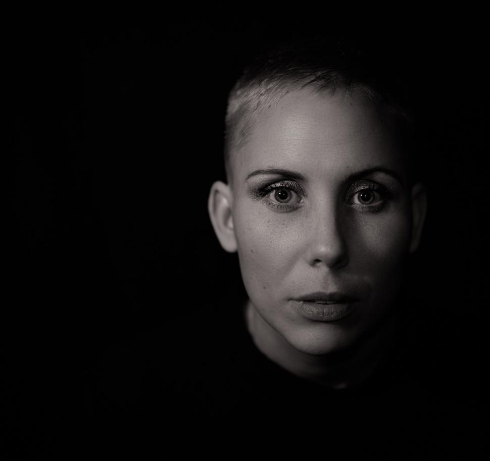 Free Image of Short Hair Woman Face - B&W 