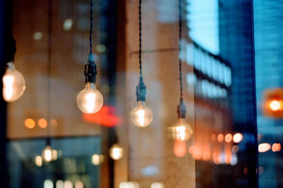Free Image of Illuminated Light Bulbs 