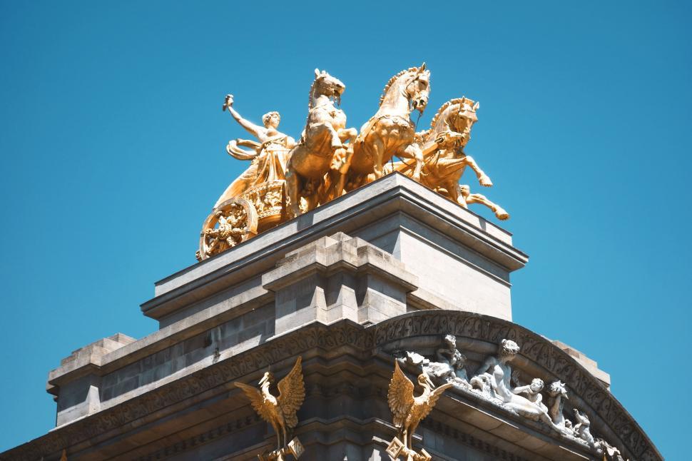 Golden statue and blue sky