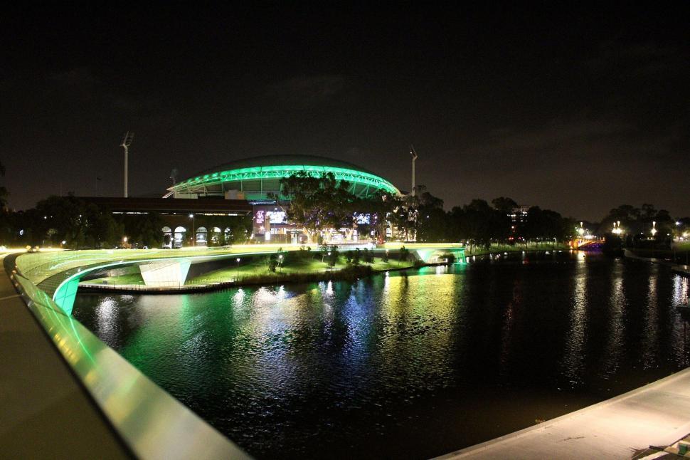 Free Image of Night View of Lake with bridge  