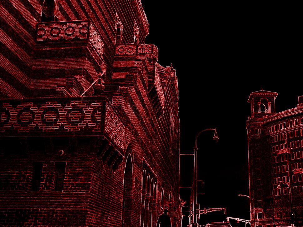 Free Stock Photo Of Red Outline Buildings With Black Sky Illustration Download Free Images And Free Illustrations