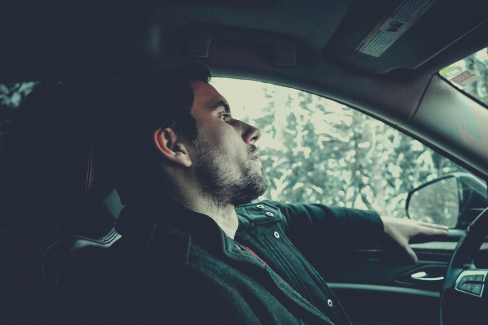 Young Handosme Man Sleeping In His Car Stock Photo - Download
