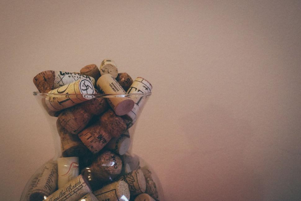 Free Stock Photo of Wine corks in glass vase | Download Free Images and