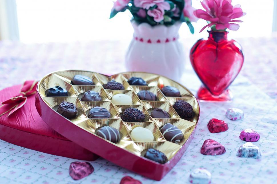 Heart Shaped Box Of Chocolates Stock Photo - Download Image Now