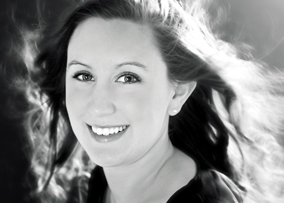 Free Image of Young Smiling Woman Face - B&W 