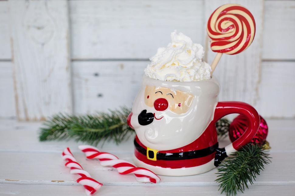 Free Image of Red and White Santa Mug 