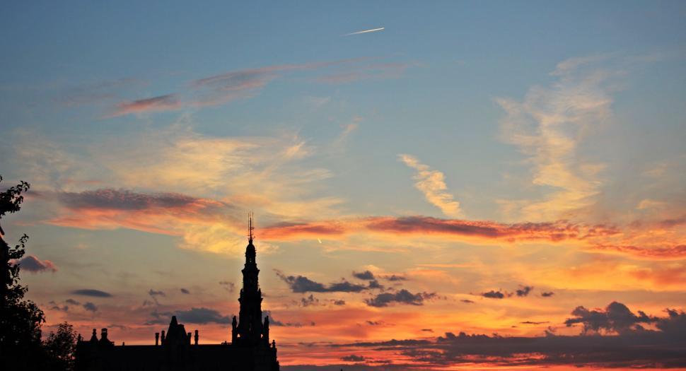 Free Image of Church and sunset sky 