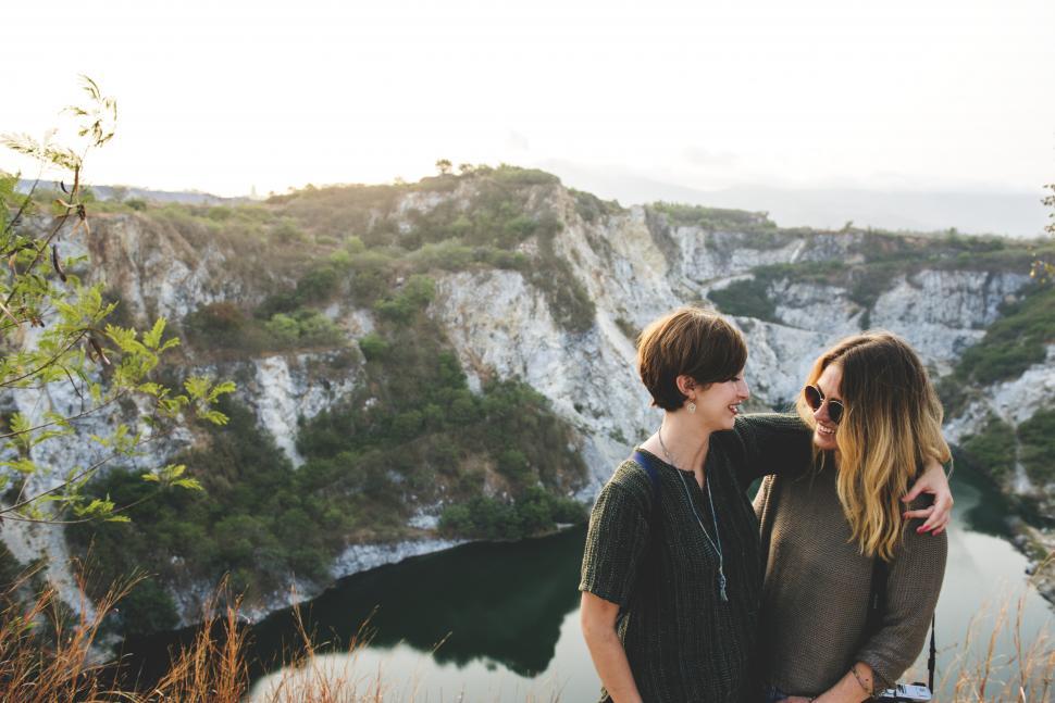 Free Image of Two young women out on a hike 