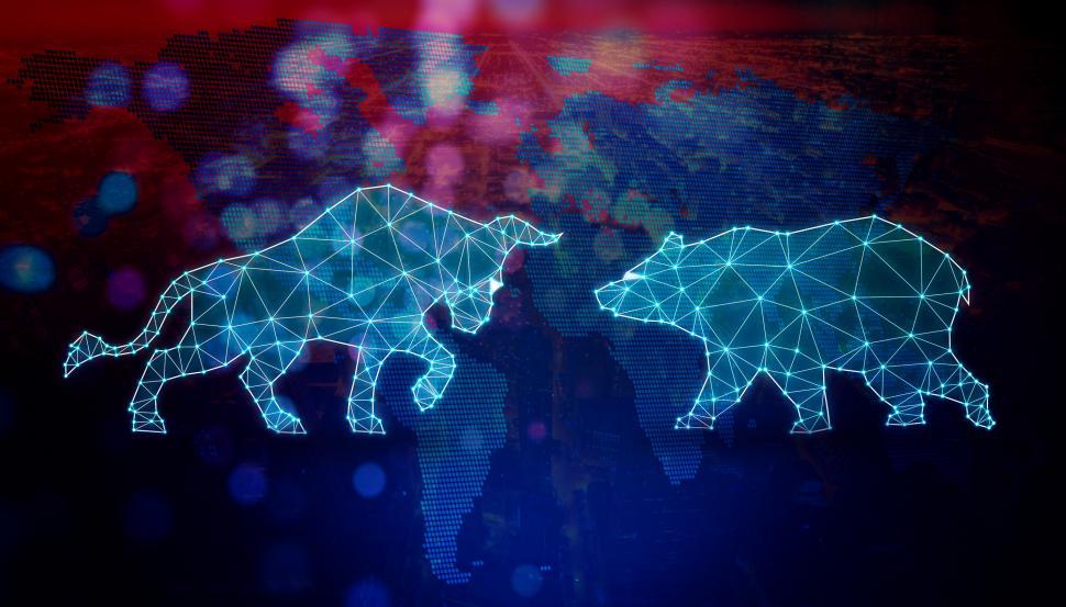 Free Image of Bull and Bear Over World Map Background 