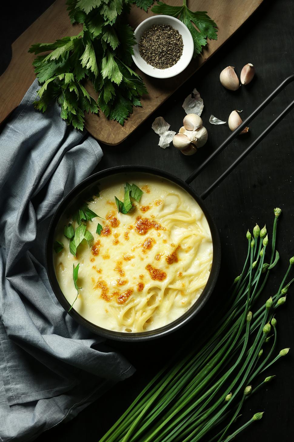 Free Image of Bucatini carbonara pasta 