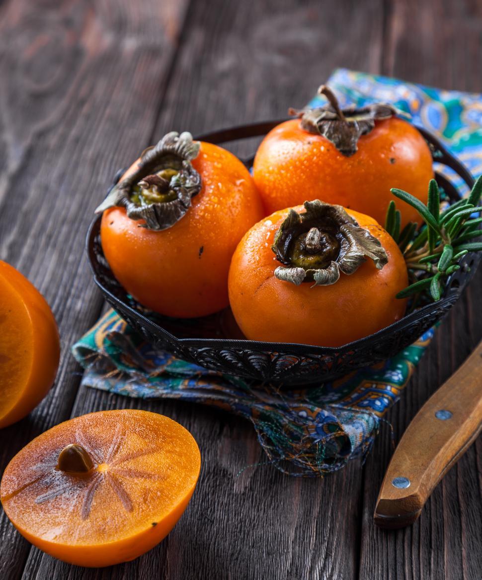 Free Image of Close up of persimmons 