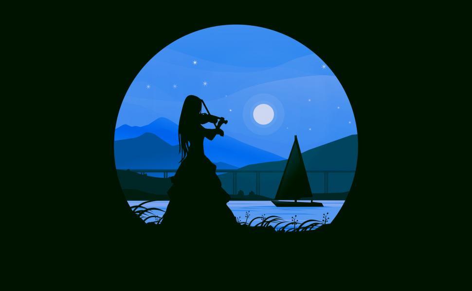 Free Image of Violinist play music beside the river  