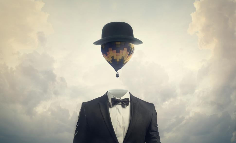 Free Stock Photo of Head in the Clouds - Businessman with Hot Air ...