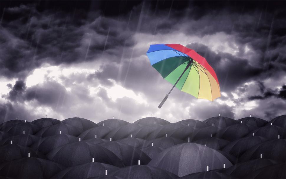 colorful umbrella in the rain