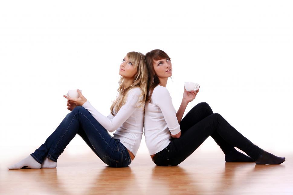 Free Image of group of two beautiful sisters 