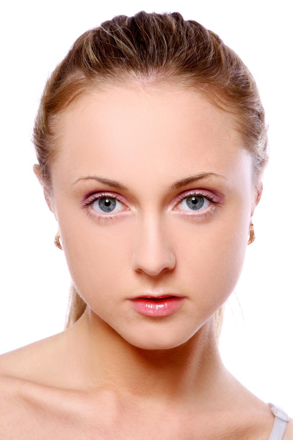 Free Image of young and beautiful girl against white 