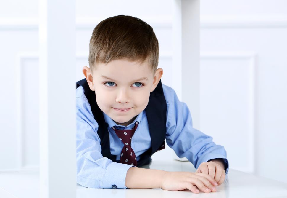 Free Image of Adorable kid wearing formal clothing 