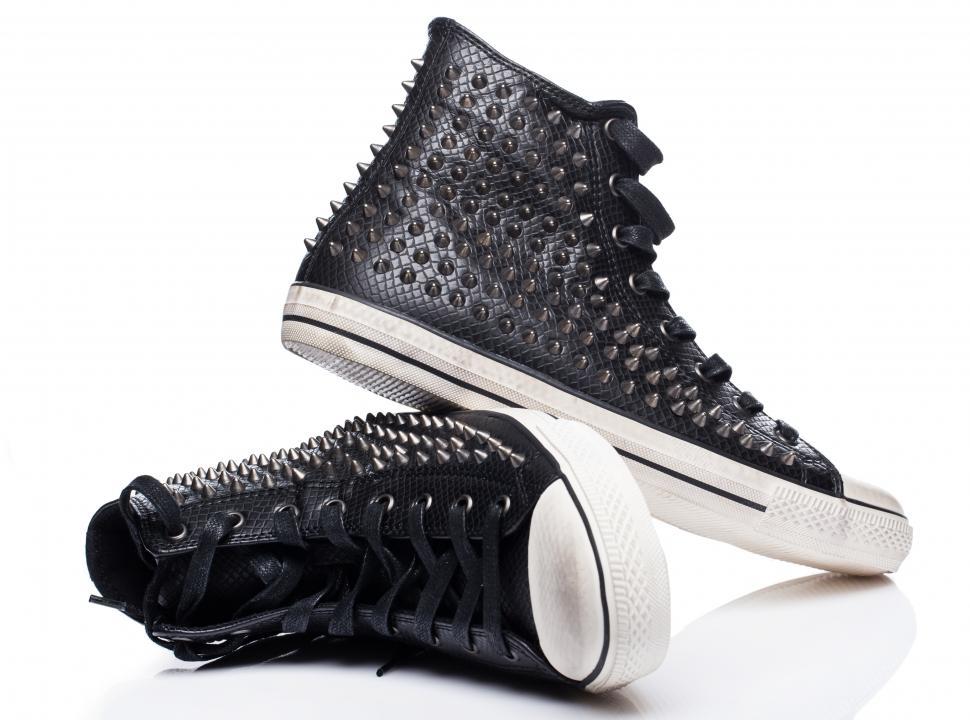 Free Image of Studded hightops on the white background 