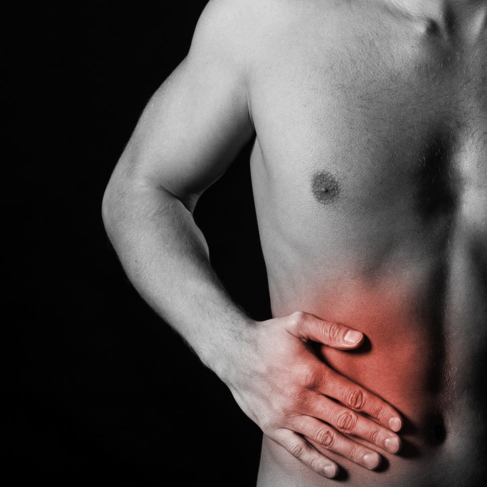 Man and abdominal pain, sideache