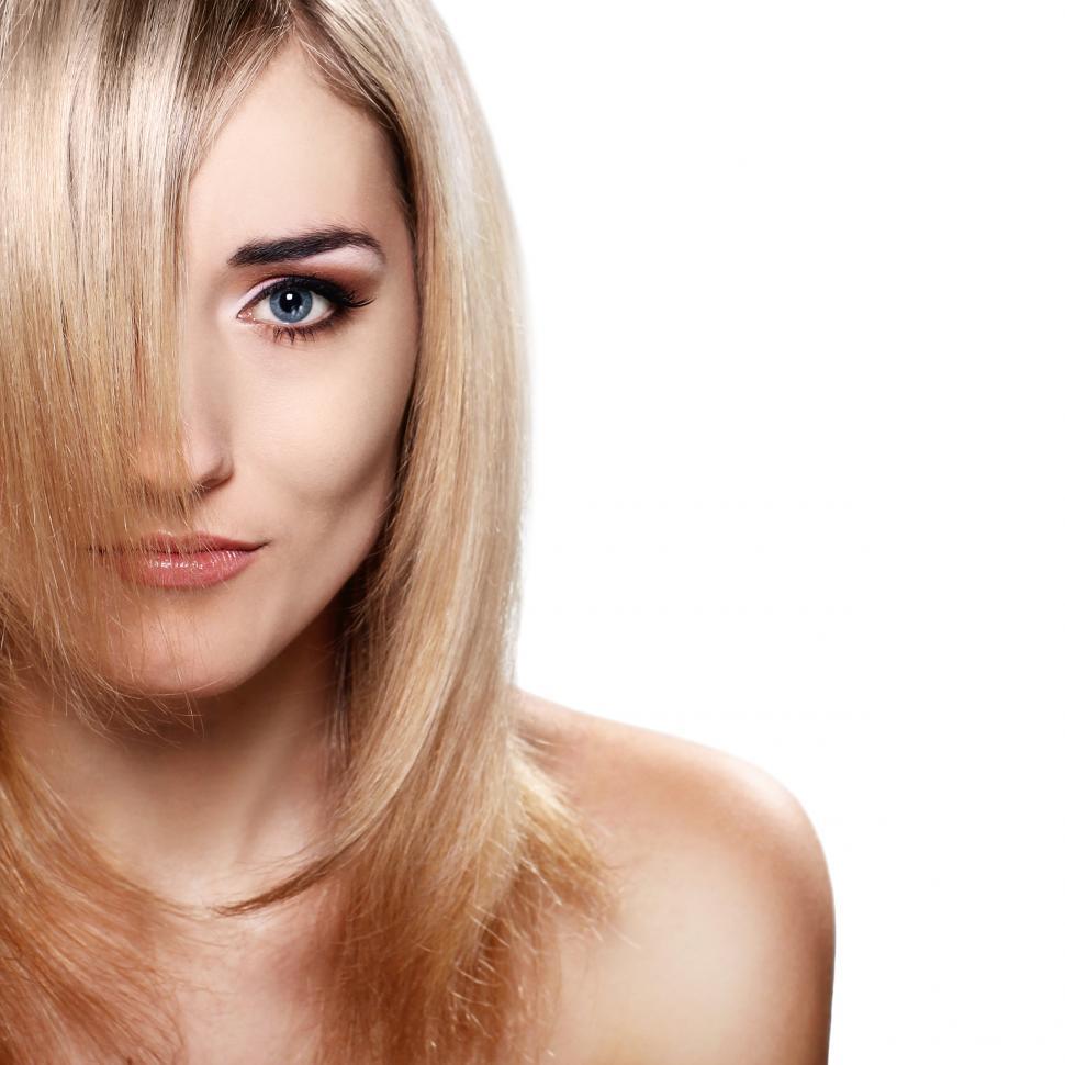 Free Stock Photo Of Woman With Long Hair Covering One Eye On A White 