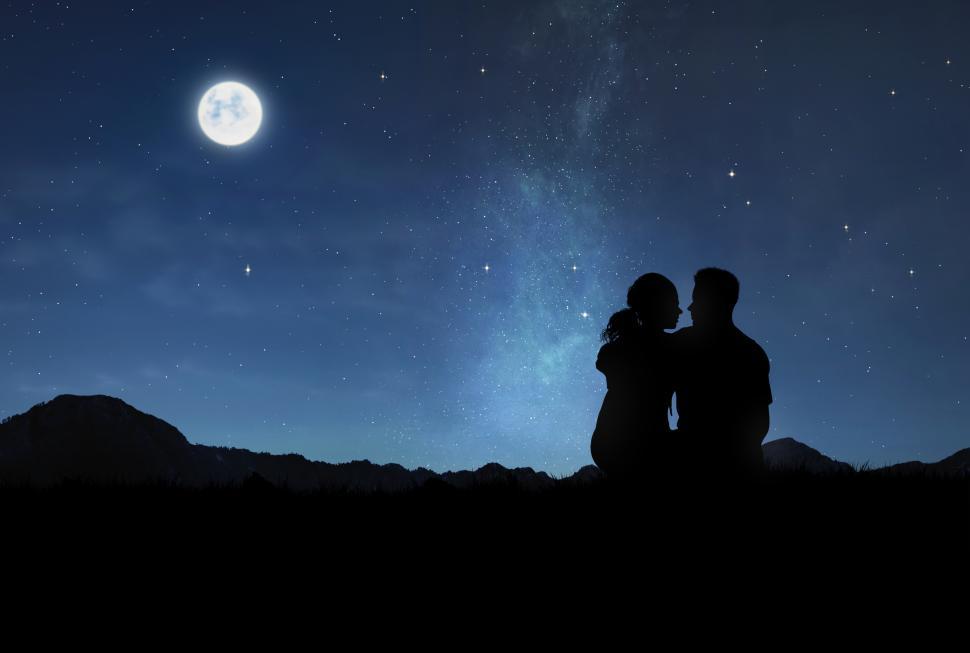 Free Stock Photo Of Lovers Under The Moonlight Romantic Couple Watching The Night Download Free Images And Free Illustrations