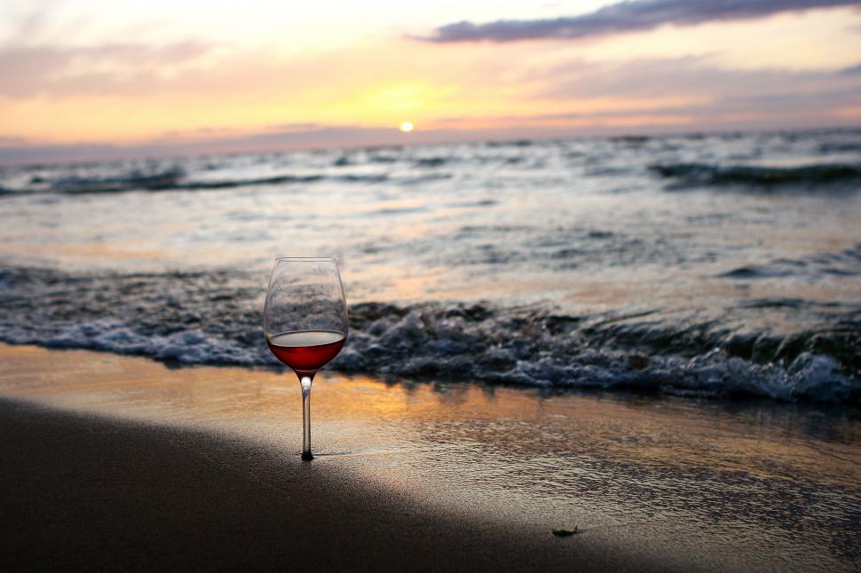 Free Stock Photo of a glass of wine on beach Download Free Images and