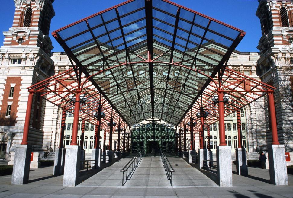 Free Image of Ellis Island National Museum of Immigration Building and Blue Sky 
