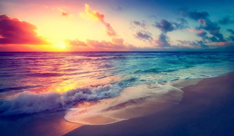 colorful sunset on the beach