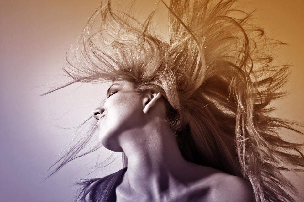 Free Image of Fashion Portrait of Young Beautiful Woman with Fluttering Hair 