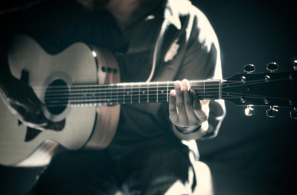 Free Stock Photo of Musician Playing Acoustic Guitar Download Free