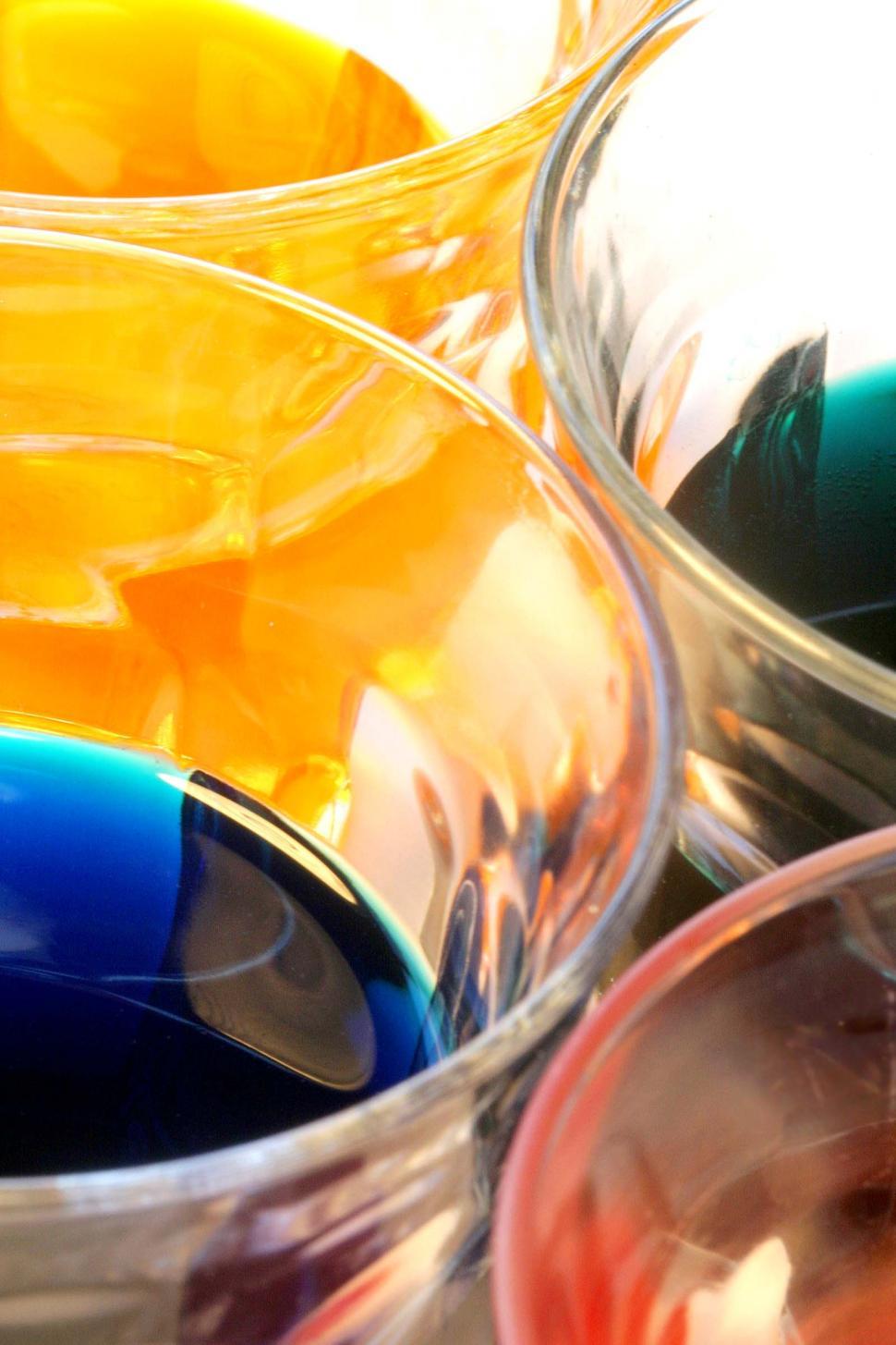 Free Image of Glasses with colored water for Easter 