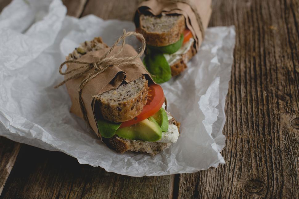 Free Stock Photo of Packaged unwrapped sandwich on the table | Download ...