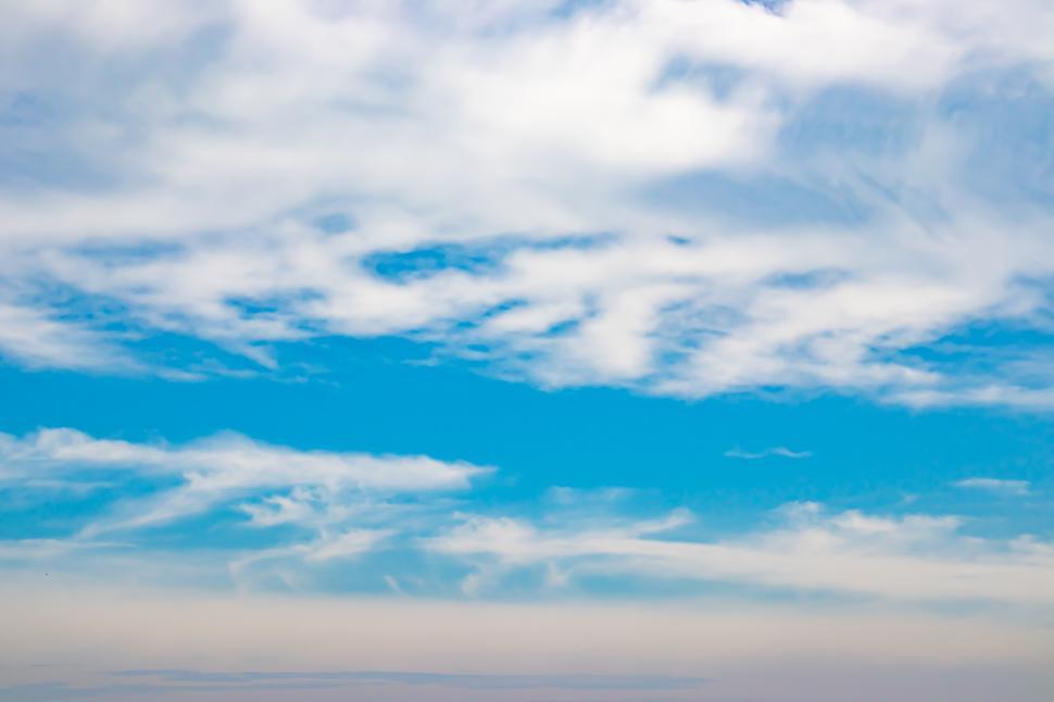 Free Stock Photo of Beautiful blue sky background with white and