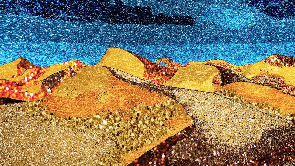 Free Image of Desert Dunes - Mash Up of Impressionist and Art Deco Styles 