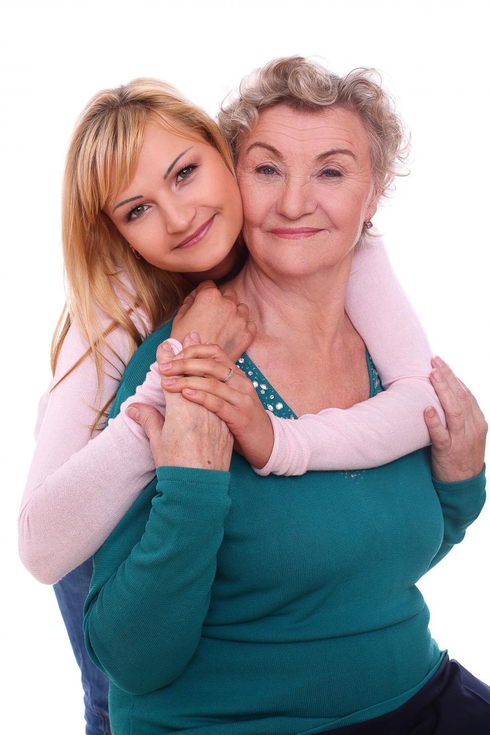 Free Image of Happy hug from the granddaughter  