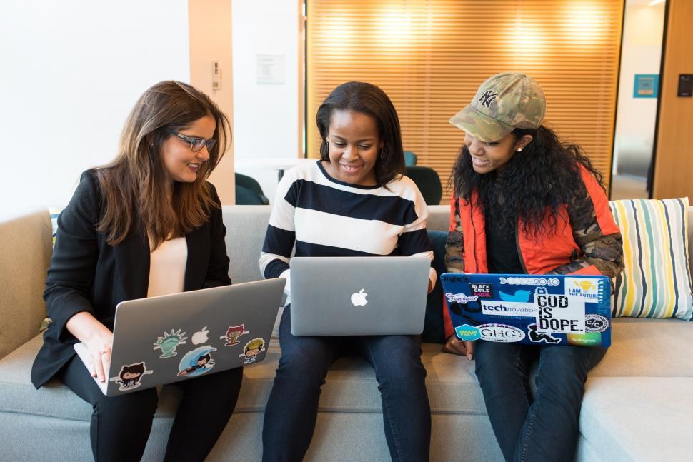 Free Image of Happy businesswomen with laptops 