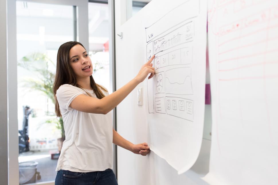 Free Image of Female corporate manager with graph chart 